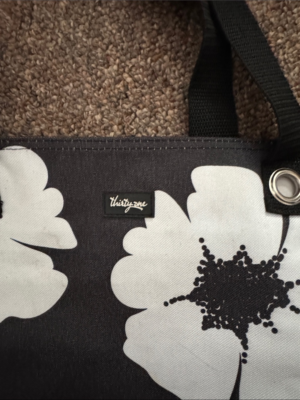 thirty-one Black and White Floral Tote - Picture 2 of 6